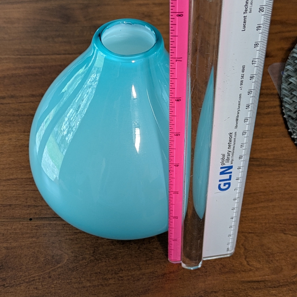 Crate & Barrel Elegant Blue Glass Vase - Picture 2 of 3